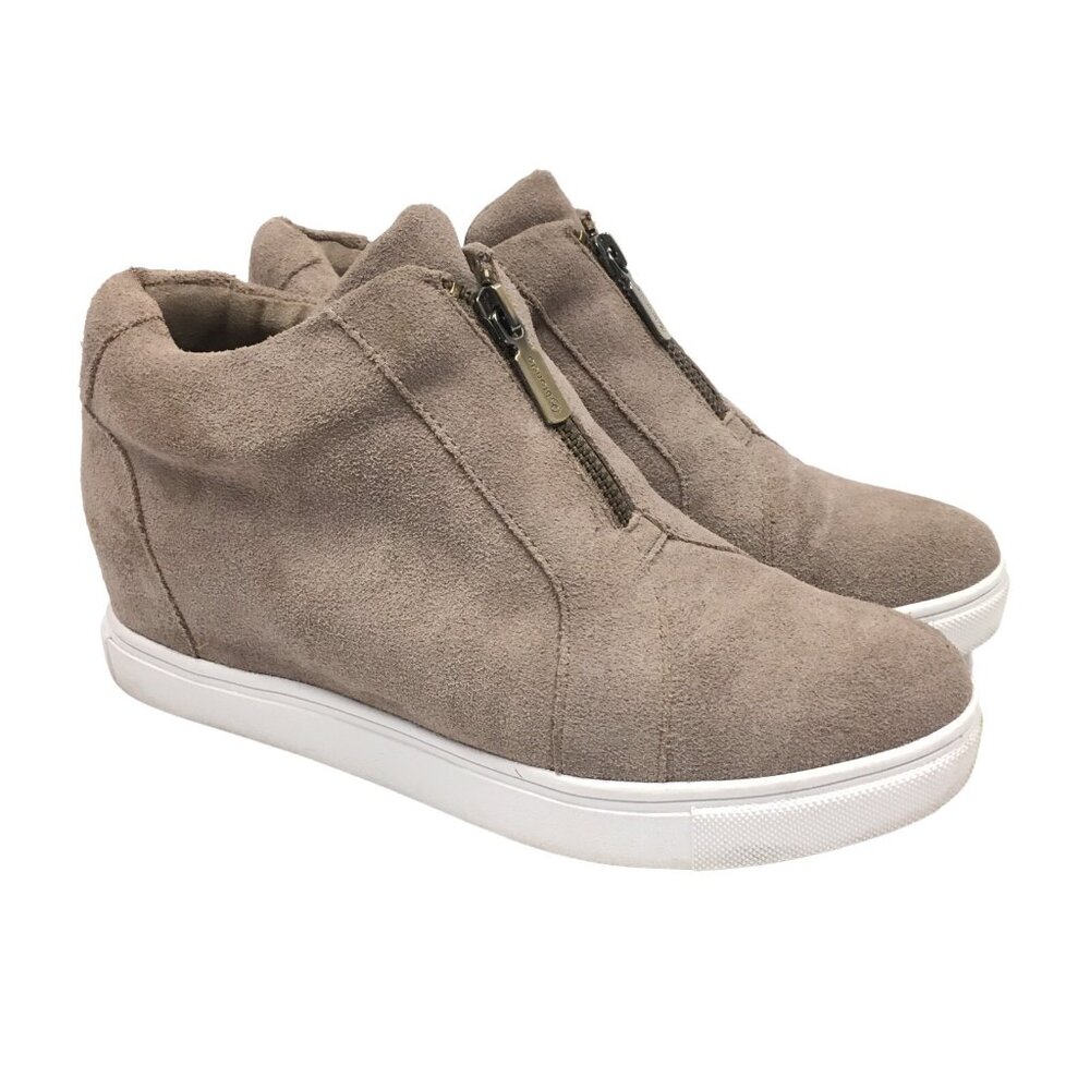 Blondo Waterproof Sneaker Glenda Suede Wedge Bootie 6.5 M Front Zip Detail Gray